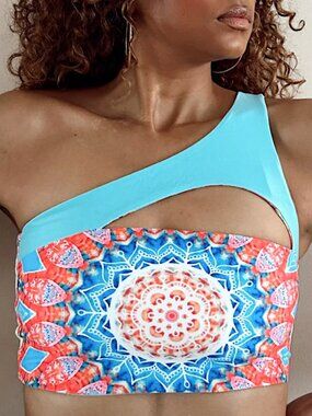 NWT Wolven Santorini One Shoulder Top, Four-Way Reversible